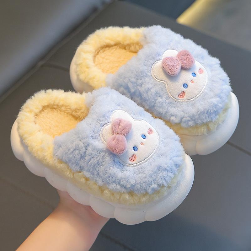 Winter Kinder Baumwollpantoffeln, Warme und rutschfeste Fleece-Pantoffeln für Jungen und Mädchen, Baby Woll-Baumwollschuhe 24-25 blau von Joom DACH