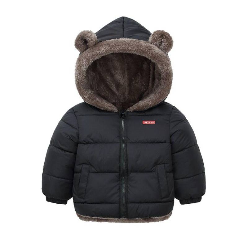Winter Kinder Daunen & Parkas Jungen Mädchen Lamm Daunen Hoodies Jacke Mantel mit niedlichen Bärenohren Kinder Oberbekleidung & Mäntel 110 schwarz von Joom DACH