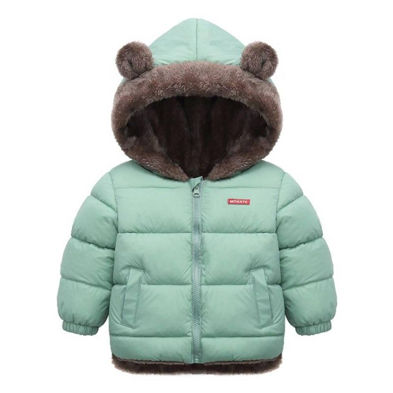 Winter Kinder Daunen & Parkas Jungen Mädchen Lamm Daunen Hoodies Jacke Mantel mit niedlichen Bärenohren Kinder Oberbekleidung & Mäntel 110 grün von Joom DACH