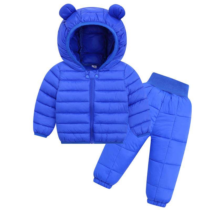 Winter Kinder Kleidung Sets Baby Jungen Warme Mit Kapuze Unten Jacken Hosen Kleidung Sets Baby Mädchen Jungen Schneeanzug Mäntel 90cm navy blau von Joom DACH