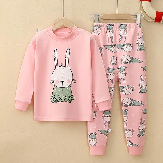 Winter Kinder Langarm O Neck T-shirt Hosen Set Casual Baggy 2 stücke Anzug Baumwolle Cartoon Thermo-unterwäsche 130cm von Joom DACH