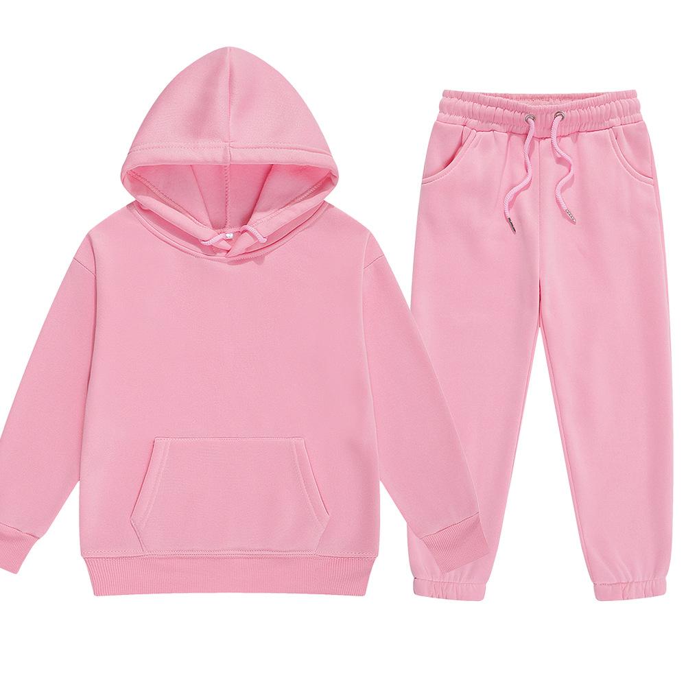 Winter Kinder Mit Kapuze Trainingsanzug Jungen Mädchen Kleidung Anzug Solide Plüsch Sweatershirt und Hosen 90 rosa von Joom DACH