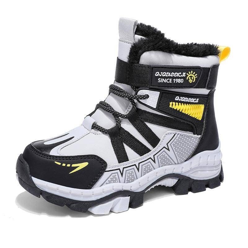 Winter Kinder Modische Fleece Warme Hohe Outdoor Baumwollstiefel Schneestiefel Lässige Baumwollschuhe 38 grau/schwarz von Joom DACH