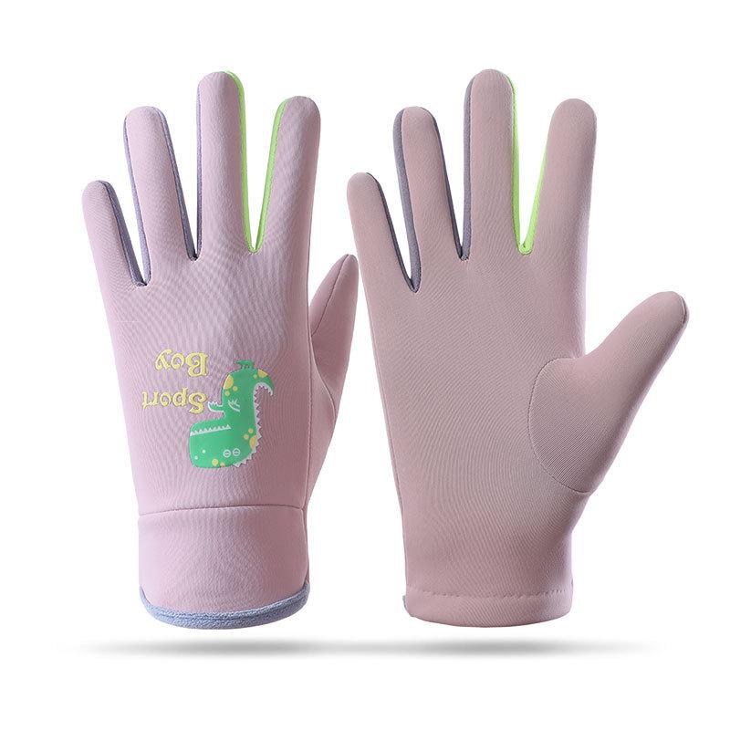 Winter Kinder Plüsch Warme Handschuhe Jungen Mädchen Kinder Outdoor Winddicht Ski Radfahren Handschuhe Leuchten Studenten Kleinkind Radfahren Fäustlinge 3-8 years old rosa von Joom DACH