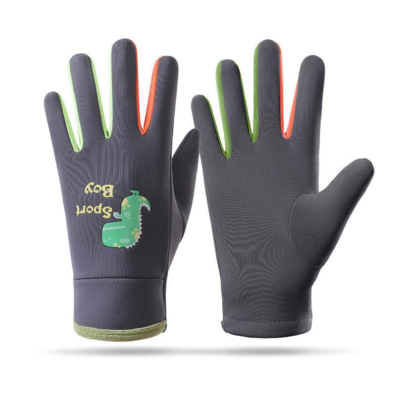 Winter Kinder Plüsch Warme Handschuhe Jungen Mädchen Kinder Outdoor Winddicht Ski Radfahren Handschuhe Leuchten Studenten Kleinkind Radfahren Fäustlinge 3-8 years old grau von Joom DACH
