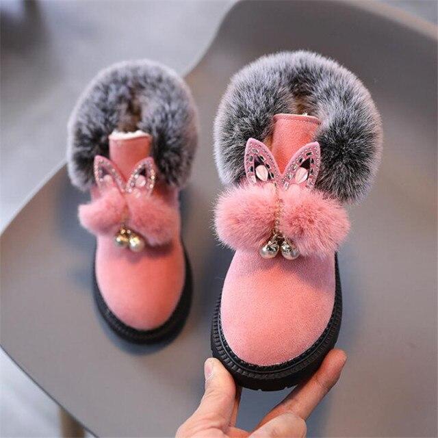 Winter Kinder Schnee Stiefel Flache Mädchen Prinzessin Baumwolle Schuhe Mode Dicke Samt Kurze Röhre Baby Stiefel 21 rosa von Joom DACH