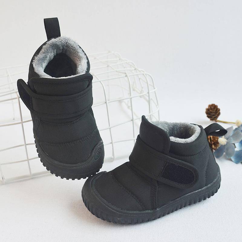 Winter Kinder Schnee Stiefel Infant Baby Mädchen Schuhe Baumwolle Plüsch Warme Kleinkind Turnschuhe Mode Jungen Kurze Stiefel Nicht-Slip 26 schwarz von Joom DACH