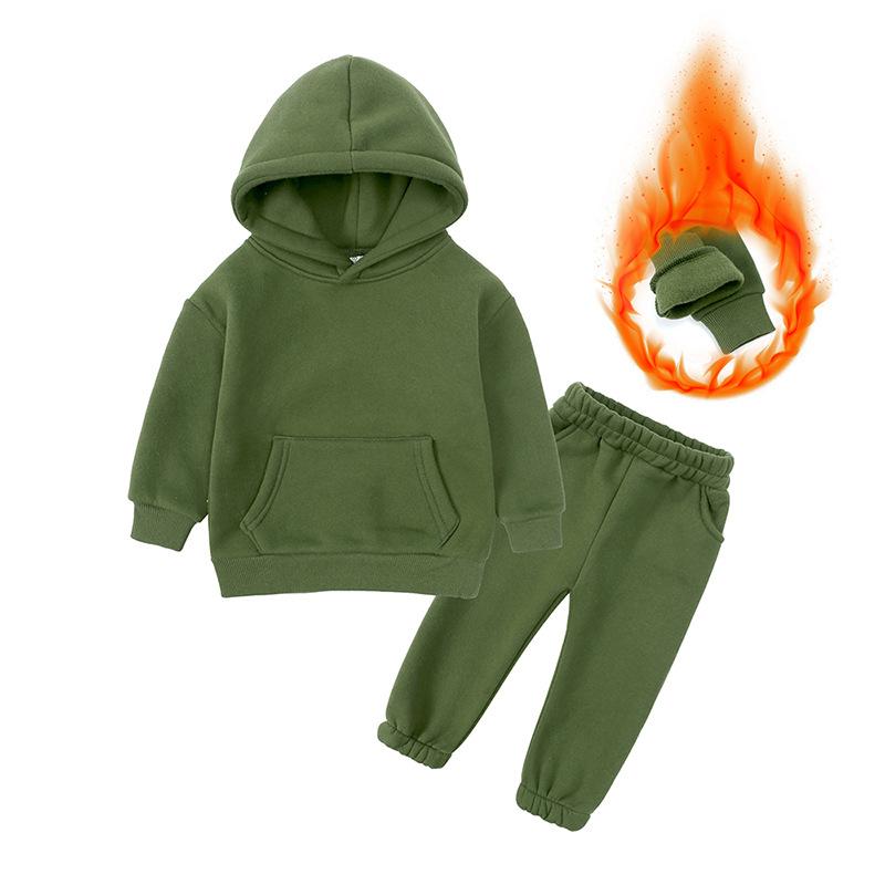 Winter Kinder Set Baumwolle Casual Fleece Verdicken Hoodie Hosen Zwei Stück Jungen Mädchen Trainingsanzug 10 12 Jahre Kinder Kleidung 100cm grün von Joom DACH