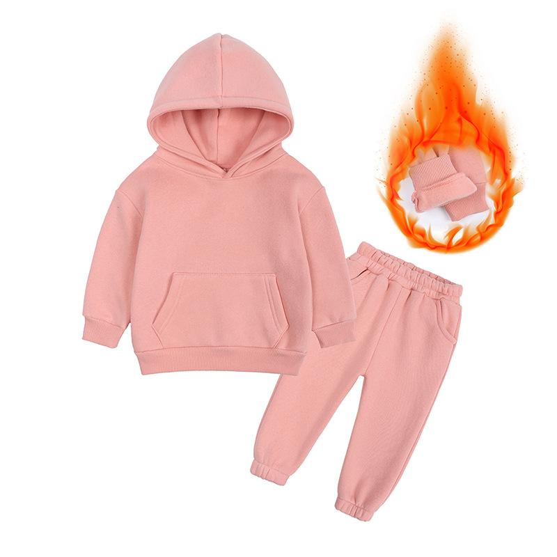 Winter Kinder Set Baumwolle Casual Fleece Verdicken Hoodie Hosen Zwei Stück Jungen Mädchen Trainingsanzug 10 12 Jahre Kinder Kleidung 110cm rosa von Joom DACH