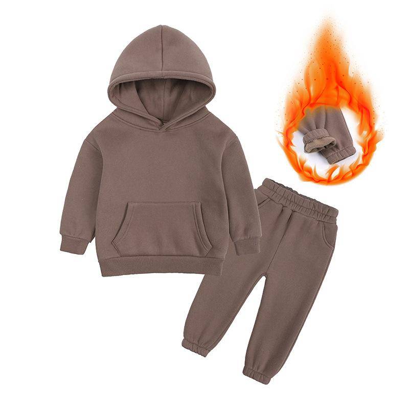 Winter Kinder Set Baumwolle Casual Fleece Verdicken Hoodie Hosen Zwei Stück Jungen Mädchen Trainingsanzug 10 12 Jahre Kinder Kleidung 120cm braun von Joom DACH