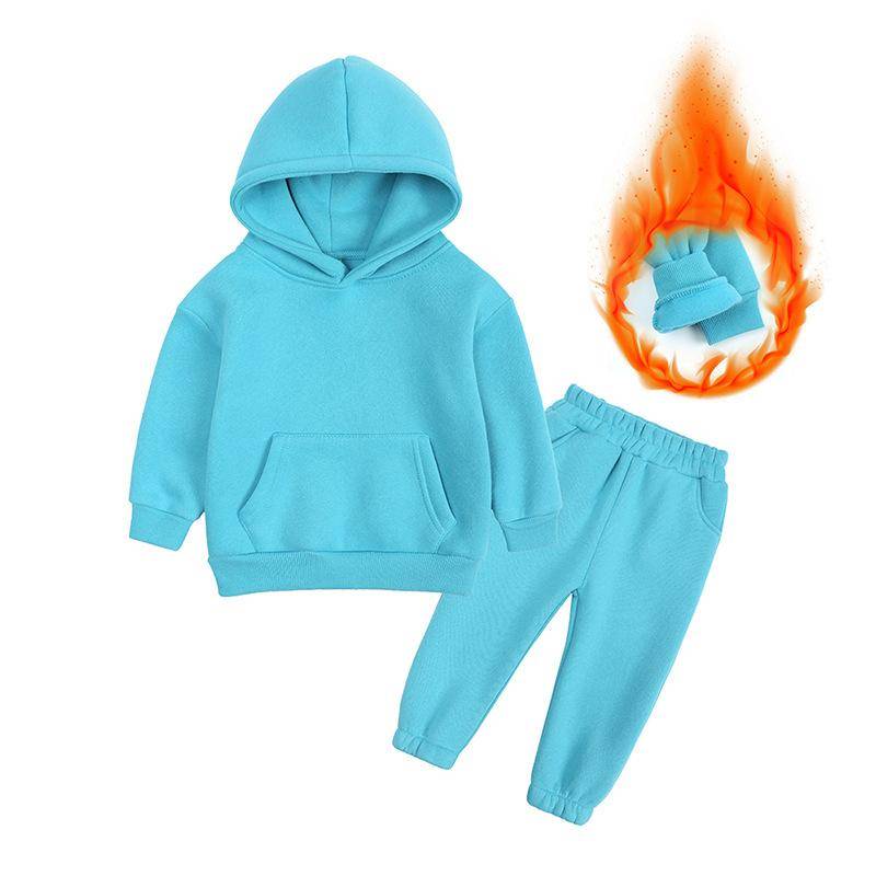 Winter Kinder Set Baumwolle Casual Fleece Verdicken Hoodie Hosen Zwei Stück Jungen Mädchen Trainingsanzug 10 12 Jahre Kinder Kleidung 120cm dunkelblaue von Joom DACH