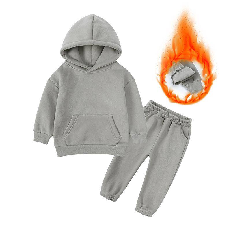 Winter Kinder Set Baumwolle Casual Fleece Verdicken Hoodie Hosen Zwei Stück Jungen Mädchen Trainingsanzug 10 12 Jahre Kinder Kleidung 120cm dunkelgrau von Joom DACH