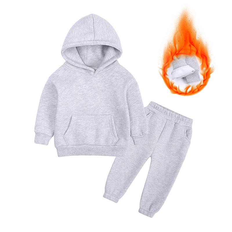 Winter Kinder Set Baumwolle Casual Fleece Verdicken Hoodie Hosen Zwei Stück Jungen Mädchen Trainingsanzug 10 12 Jahre Kinder Kleidung 120cm grau von Joom DACH