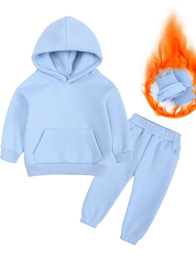 Winter Kinder Set Baumwolle Casual Fleece Verdicken Hoodie Hosen Zwei Stück Jungen Mädchen Trainingsanzug 10 12 Jahre Kinder Kleidung 90cm blau von Joom DACH
