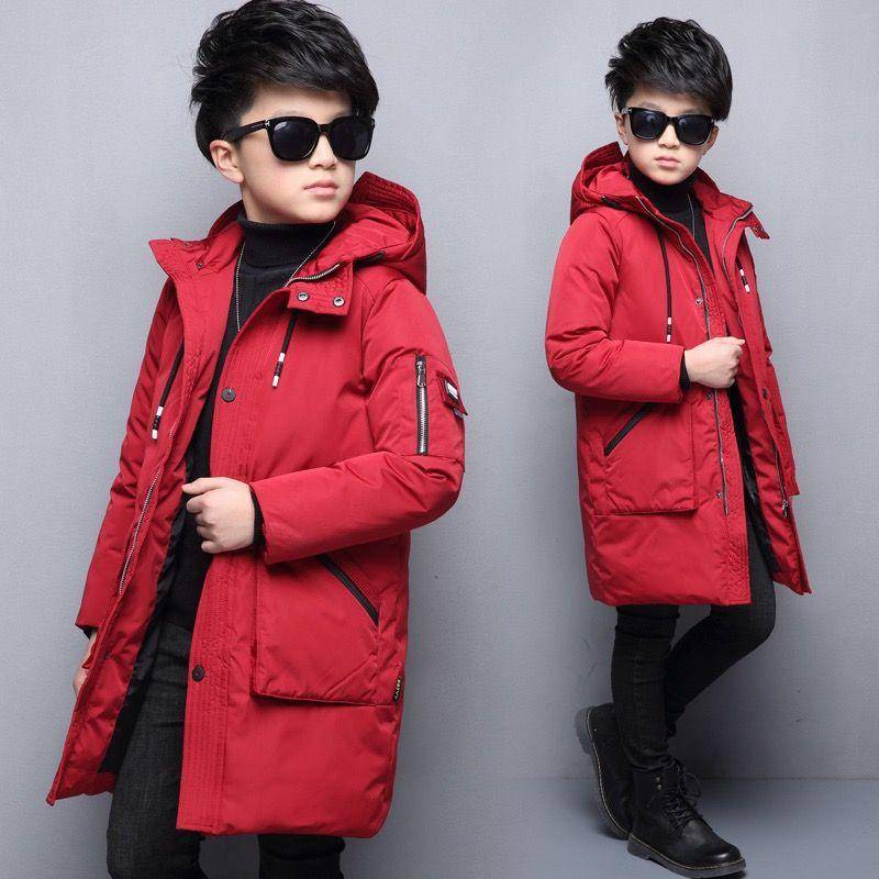 Winter Kinder wasserdichte Parka Kinder Kleidung Jungen Kleidung warme Daunenjacke mit Kapuze Mantel Teen verdicken Oberbekleidung 130cm rot von Joom DACH