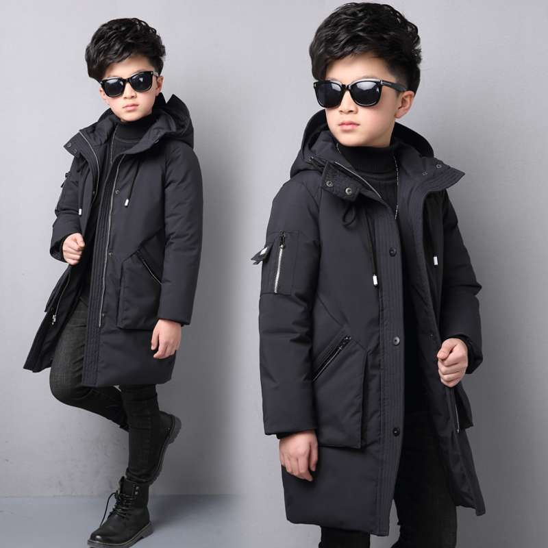 Winter Kinder wasserdichte Parka Kinder Kleidung Jungen Kleidung warme Daunenjacke mit Kapuze Mantel Teen verdicken Oberbekleidung 140cm schwarz von Joom DACH