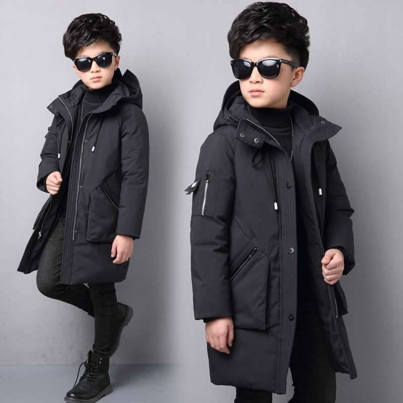 Winter Kinder wasserdichte Parka Kinder Kleidung Jungen Kleidung warme Daunenjacke mit Kapuze Mantel Teen verdicken Oberbekleidung 140cm schwarz von Joom DACH