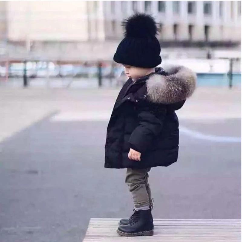 Winter Kinderbekleidung Kinder Dicke Kapuzenoberbekleidung Baby Jungen Mädchen Jacke Mantel Warmer Parka Gepolsterte Kleidung Schneeanzug 100cm schwarz von Joom DACH