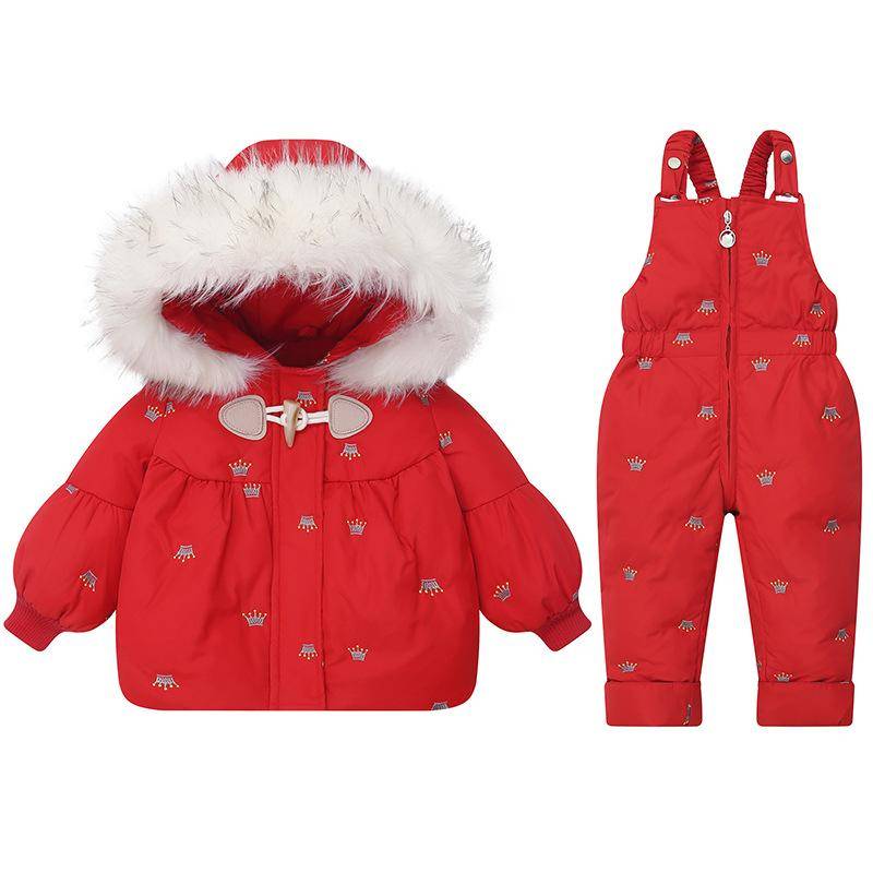Winter Kinderbekleidung Set Zweiteilig Mädchen Daunenjacke Baby Schneeanzug Kleidung Overalls für Kinder Kleinkind Jumpsuit Mantel 100cm von Joom DACH