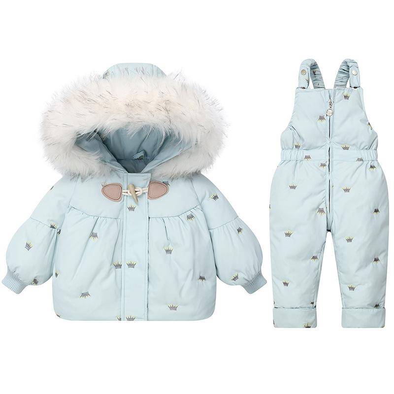 Winter Kinderbekleidung Set Zweiteilig Mädchen Daunenjacke Baby Schneeanzug Kleidung Overalls für Kinder Kleinkind Jumpsuit Mantel 100cm von Joom DACH
