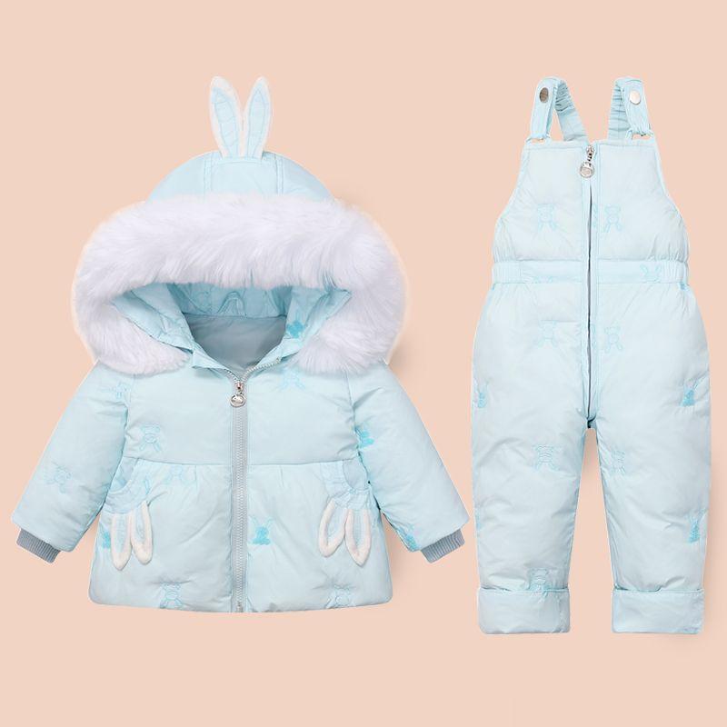 Winter Kinderbekleidung Set Zweiteilig Mädchen Daunenjacke Baby Schneeanzug Kleidung Overalls für Kinder Kleinkind Jumpsuit Mantel 100cm von Joom DACH