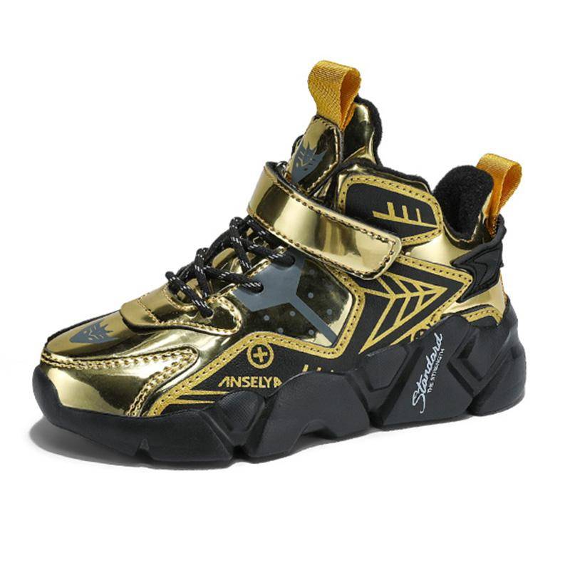 Winter Kindermode Sportschuhe Leder Jungen Laufschuhe Flache Freizeitschuhe Warme Leichte Outdoor-Stiefel 34 gold von Joom DACH