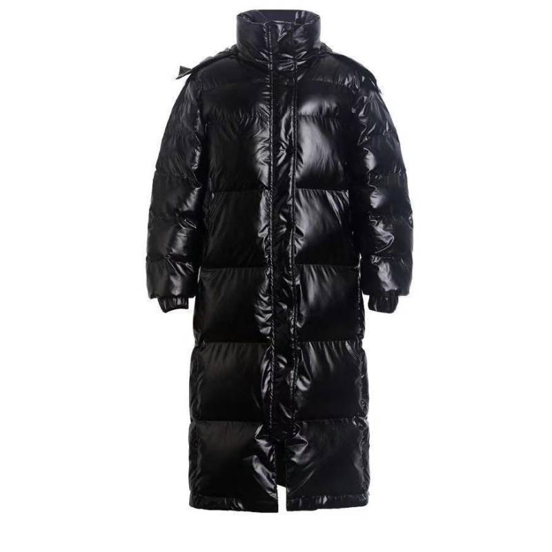 Winter Koreanische Lose Shiny Silber Unten Baumwolle Jacke Für Frauen Langen Mantel Übergroßen Parkas Outwear XL schwarz von Joom DACH