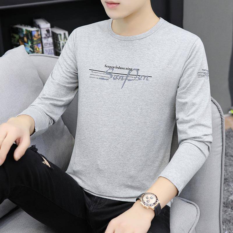 Winter Koreanische Version des Langarm-T-Shirts Herren-Pullover Jugendlich Täglich Slim Fit Buchstaben Langarm-Unterhemd XXXL von Joom DACH