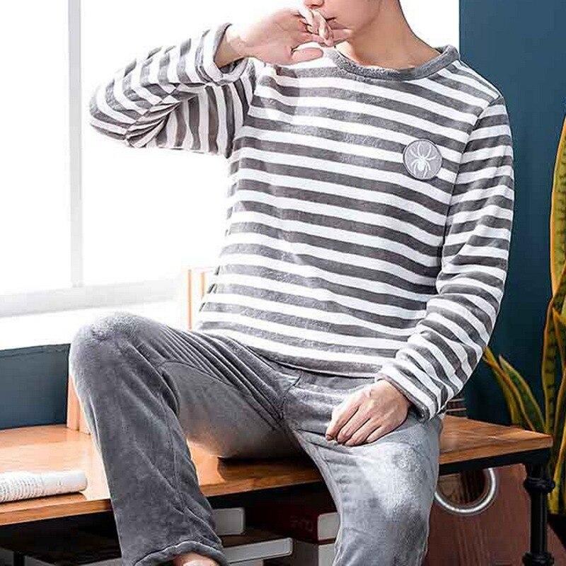 Winter Langarm Dicke Warme Flanell Pyjama Sets für Männer Korallen Samt Nachtwäsche Anzug Pyjamas Lounge Hause Tragen Hause Kleidung XL von Joom DACH