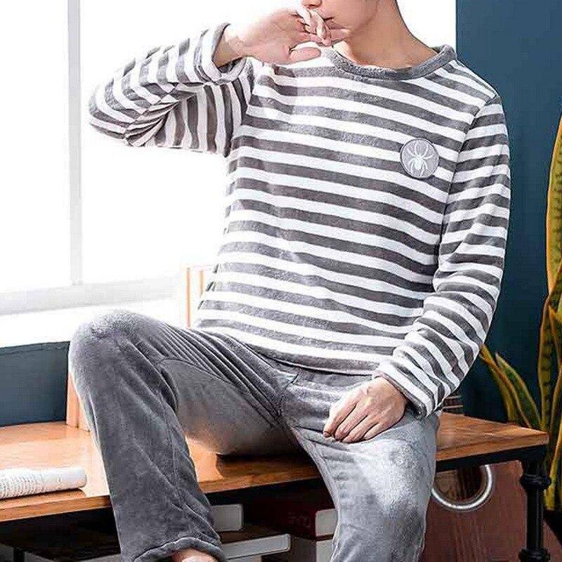 Winter Langarm Dicke Warme Flanell Pyjama Sets für Männer Korallen Samt Nachtwäsche Anzug Pyjamas Lounge Hause Tragen Hause Kleidung XL von Joom DACH