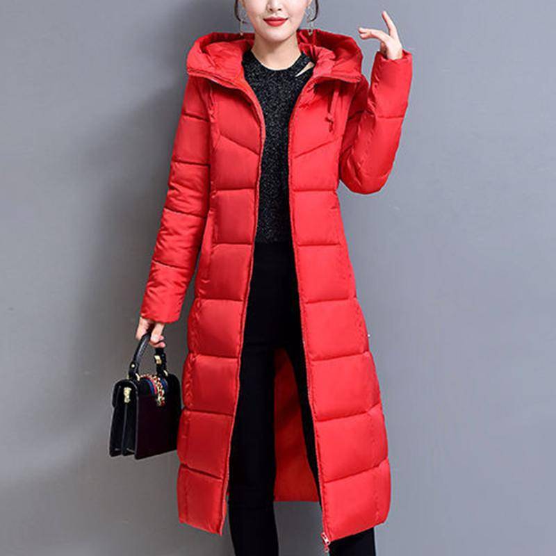 Winter Lange Daunen Parka Damen Mäntel Mode Mit Kapuze Baumwolle Kleidung Damen Winddicht Warme Winter Mäntel XXXXL rot von Joom DACH