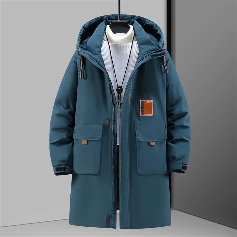 Winter Lange Parkas Männer Dicke Jacken Mantel 12XL Plus Größe Mode Lässig Wasserdichte Parkas Männlichen Winter Schwarz Mantel Große Größe 12XL 11XL blau von Joom DACH
