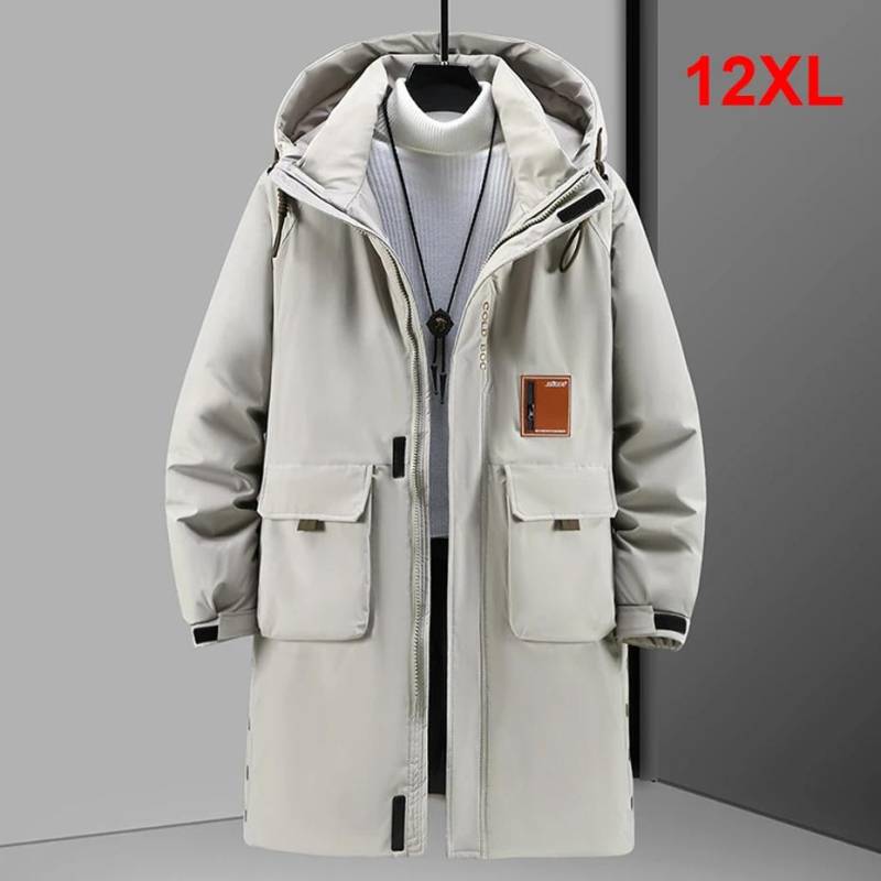 Winter Lange Parkas Männer Dicke Jacken Mantel 12XL Plus Größe Mode Lässig Wasserdichte Parkas Männlichen Winter Schwarz Mantel Große Größe 12XL 2XL beige von Joom DACH