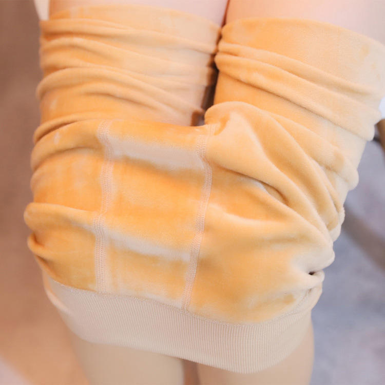 Winter-Leggings für Damen, elastisch, hohe Taille, plus Samt, dicke Leggings, warme Hose, Übergröße One Size	 Strampelanzug 180g beige von Joom DACH