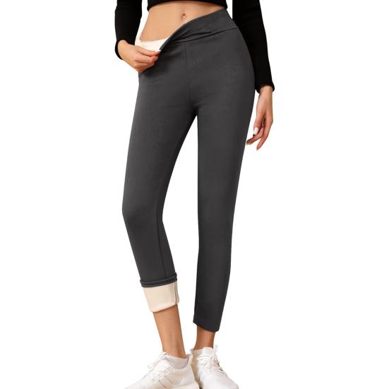 Winter-Leggings mit Fleece-Futter für Damen, Thermo-Strumpfhose, einfarbig, extra dick, mit Fleece-Futter XXL dunkelgraue von Joom DACH