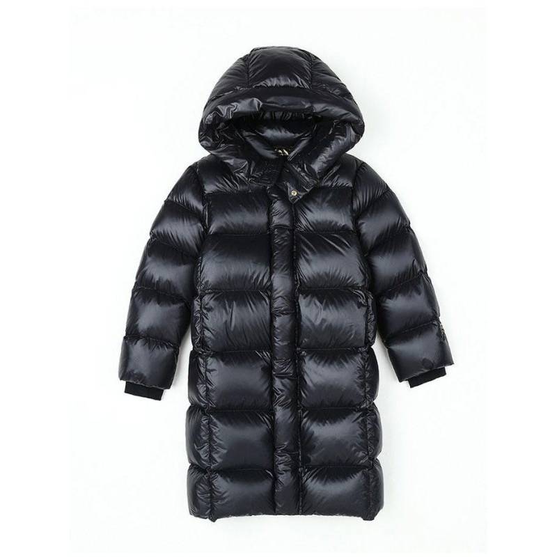 Winter Mädchen Jungen Cool Lange Daunenjacke mit Kapuze Baby Kinder Warm Dicke Jacke Oberbekleidung 130 schwarz von Joom DACH