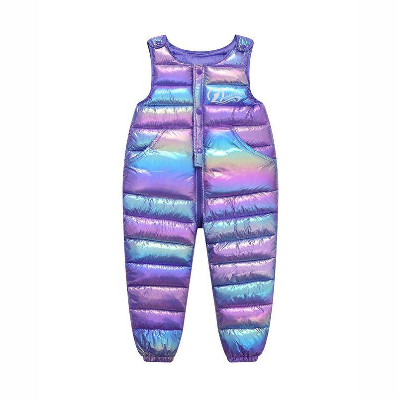 Winter Mädchen Warme Overalls Herbst Jungen Mädchen Dicke Hose Baby Kinder Overall Hochwertige Kleidung Kinder Ski Daunen Overalls 100cm violett von Joom DACH