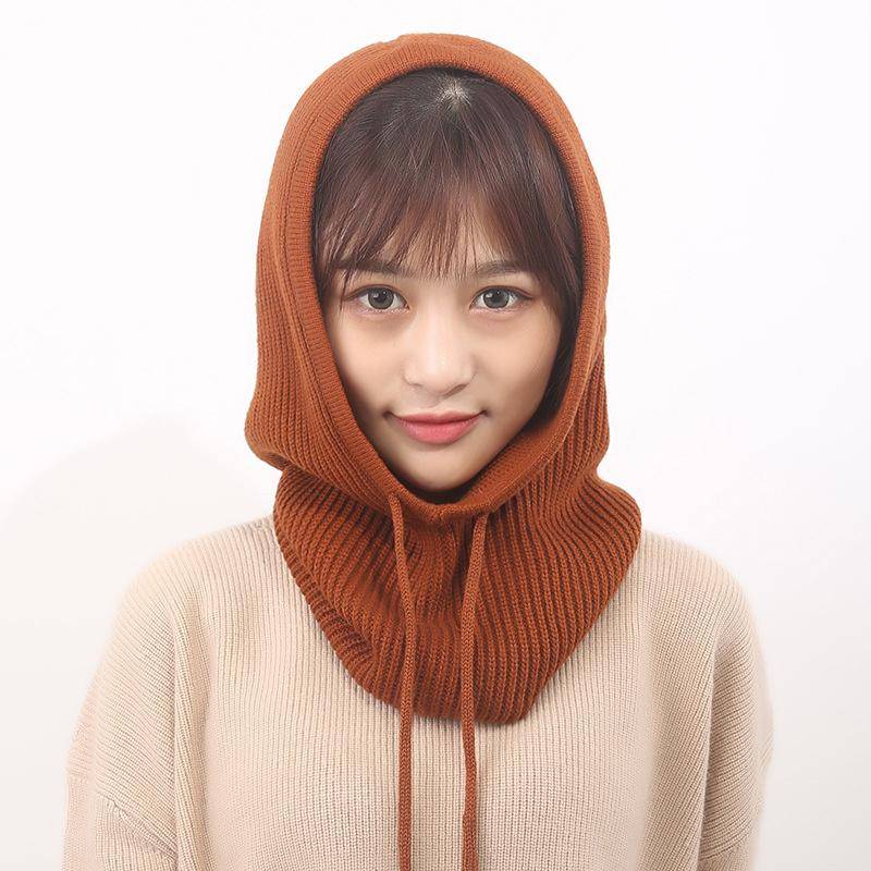 Winter Männer Frauen Gestrickte Hüte Bib Pullover Schal Gehörschutz Mit Kapuze Dicke Warme Mütze braun von Joom DACH