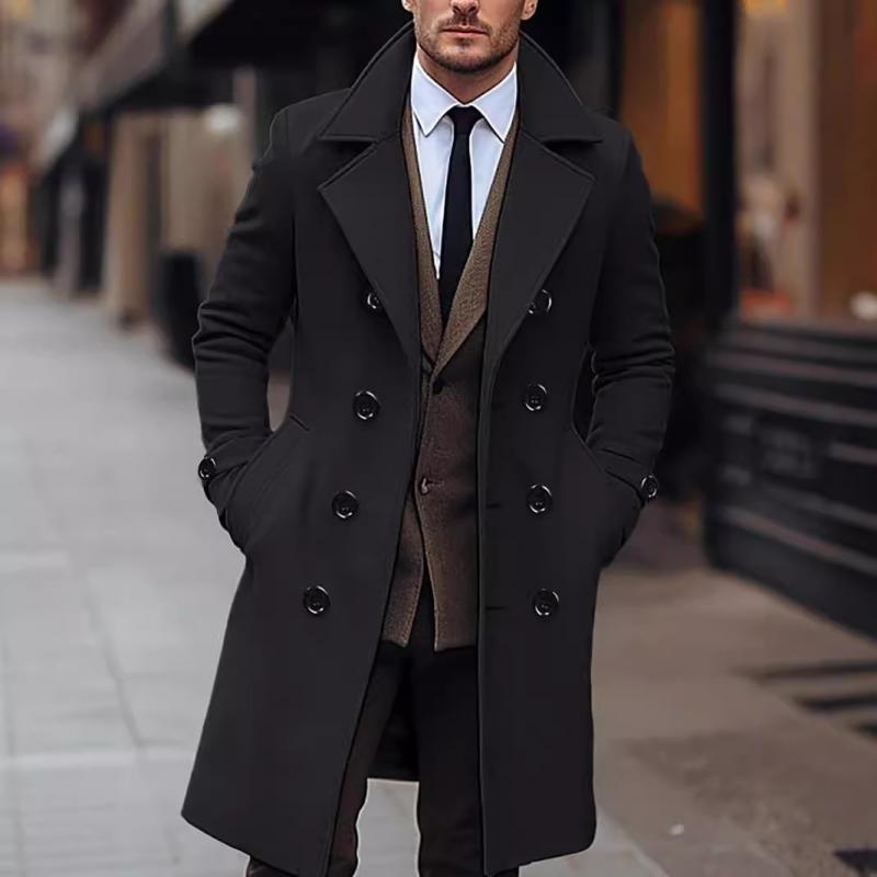Winter Männer Koreanischen Mantel Lange Woll Wind Mantel Männer Woll Mantel Casual Business Dicken Trenchcoat Jacke Männlichen Übergroßen 3XL L schwarz von Joom DACH