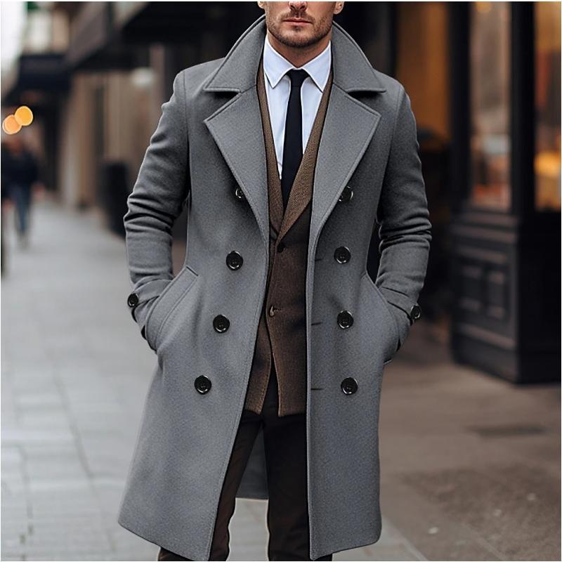 Winter Männer Koreanischen Mantel Lange Woll Wind Mantel Männer Woll Mantel Casual Business Dicken Trenchcoat Jacke Männlichen Übergroßen 3XL XL dunkelgrau von Joom DACH