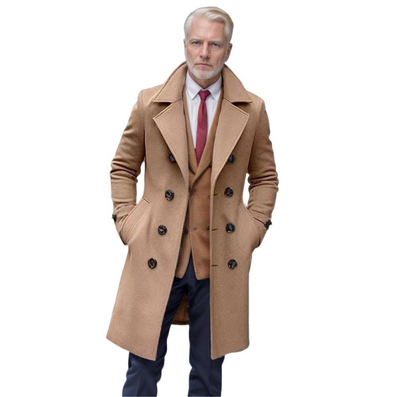 Winter Männer Koreanischen Mantel Lange Woll Wind Mantel Männer Woll Mantel Casual Business Dicken Trenchcoat Jacke Männlichen Übergroßen 3XL XL khaki von Joom DACH
