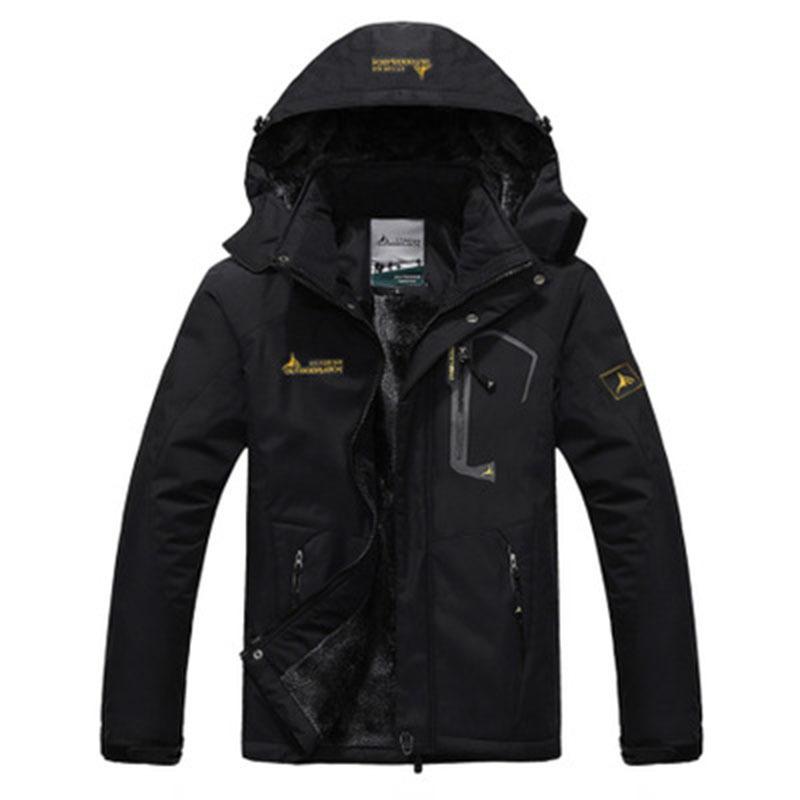 Winter Mit Kapuze Große Größe Plus Samt Verdickt Winddicht Warm Parka Paar Ski Bergsteigen Anzug Pelzmantel Männer und Frauen Asian  6XL 115-120kg schwarz von Joom DACH