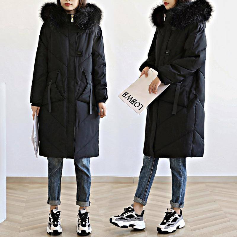 Winter Mittellange große Damen-Daunen-Baumwolljacke Baumwolljacke Verdickter Baumwollmantel XXXXXXL schwarz von Joom DACH