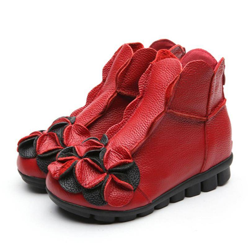 Winter Mode Frauen Echtes Leder Schuhe Höhe Zunehmende Casual Schuhe Wohnungen Stiefeletten Blume 39 rot von Joom DACH
