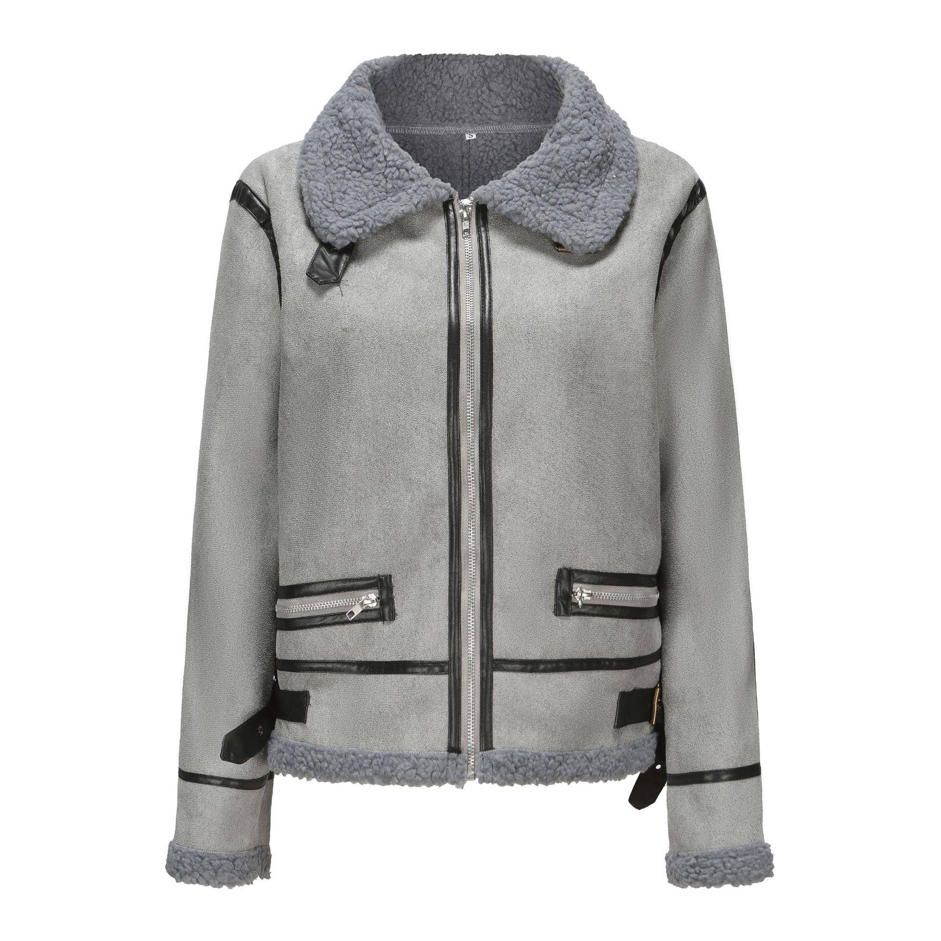 Winter Neue Damen Kurze Lederjacke Damen Fleece Verdickte Pelzjacke XXL von Joom DACH