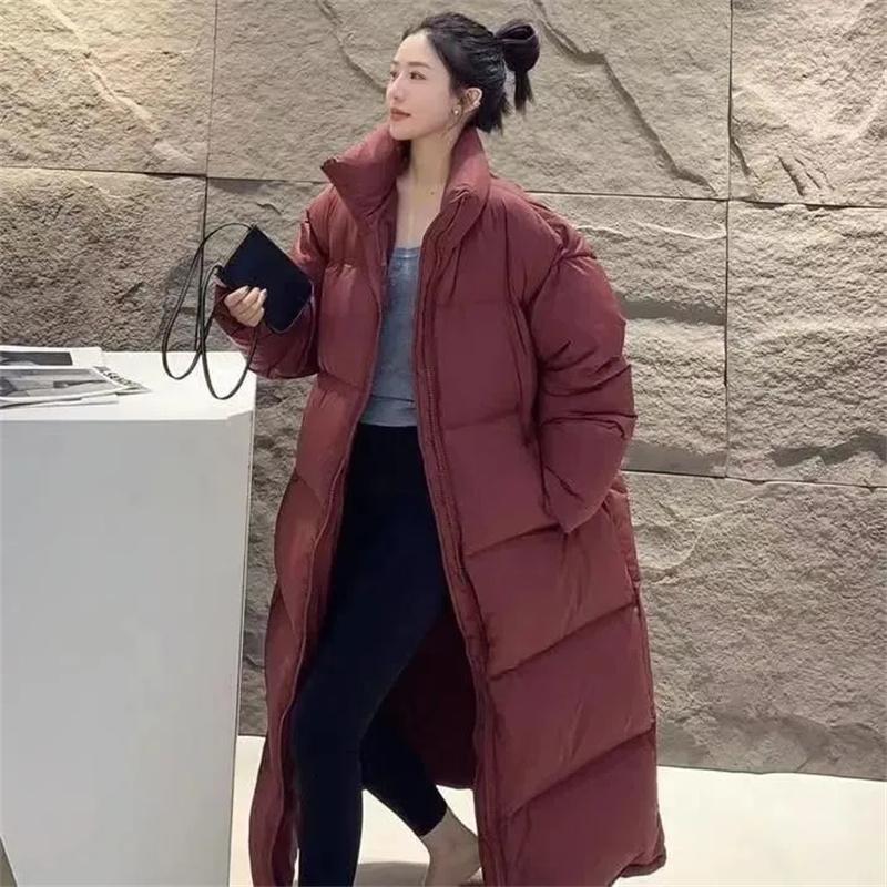 Winter Neue Daunen Baumwolle X-lange Parkas Damen Dicke Warme Wattierte Jacke Winterkleidung Wasserdicht Damen Puffer Mantel M claret von Joom DACH