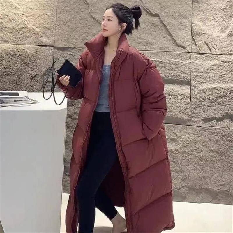 Winter Neue Daunen Baumwolle X-lange Parkas Damen Dicke Warme Wattierte Jacke Winterkleidung Wasserdicht Damen Puffer Mantel M claret von Joom DACH