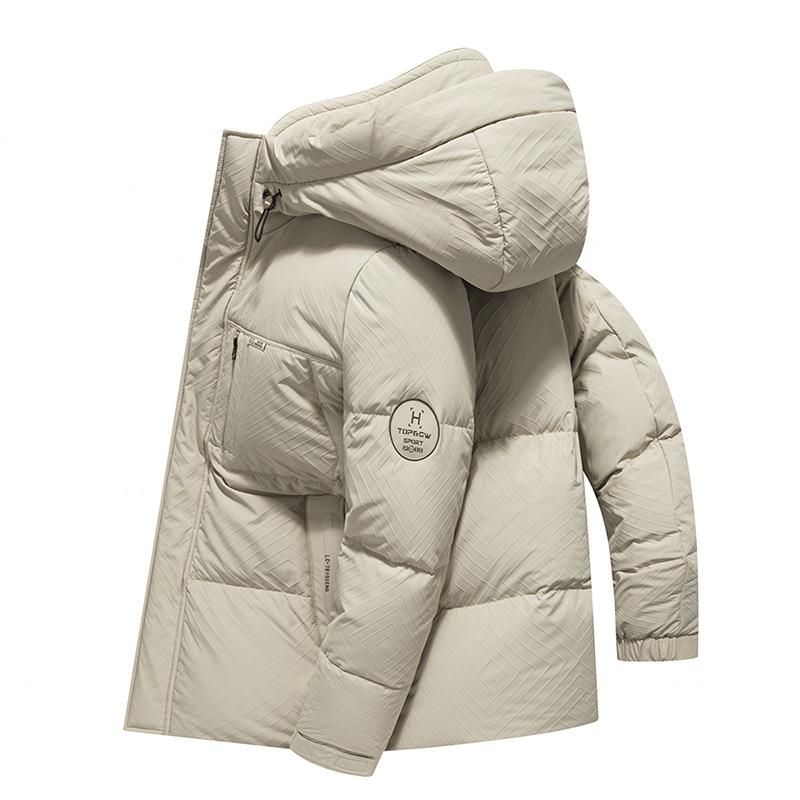 Winter Neue Daunenjacke mit Kapuze für Herren Verdickte kältebeständige und warme Herrenjacke 6XL beige von Joom DACH