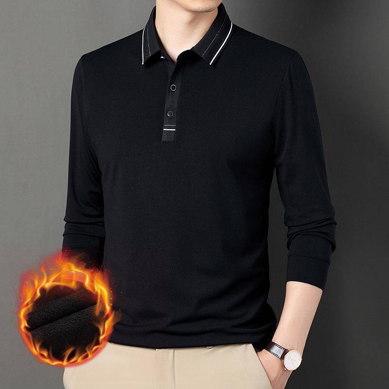Winter Neue Fleece-gefüttert Verdickt herren Polo Shirt Mode Koreanische Warme Revers Langarm T-shirt Männer XXXXL von Joom DACH