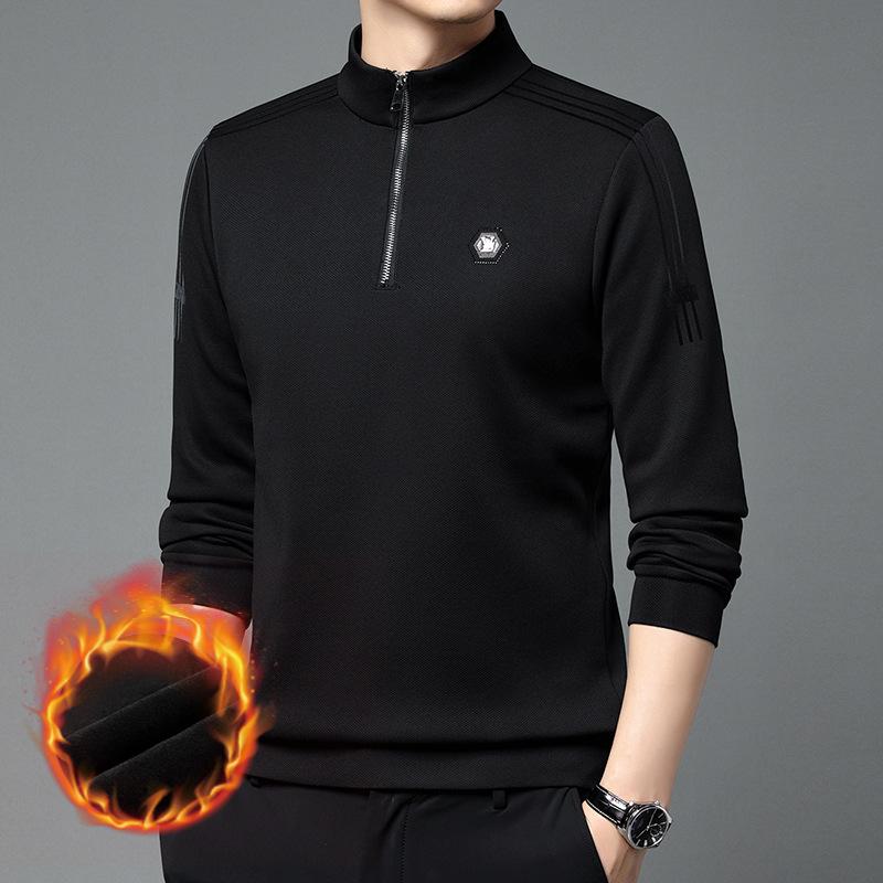 Winter Neue Halb Stehkragen Plus Fleece Dicke Langarm T-shirt Männer Casual Alle Mode Gedruckt Warme Hoodie Männer 190/4XL von Joom DACH